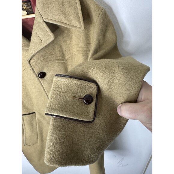 Vintage HBC The Bay 70s Wool Car Coat 44 Camel Western Yoke Made in Canada - Picture 2 of 7